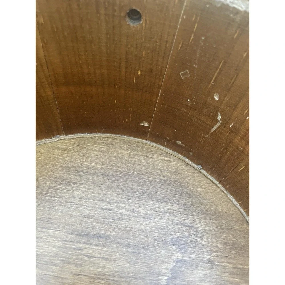 Vintage Wooden Firkin Sugar Bucket Swing Handle Lid 2 Brass Bands 12